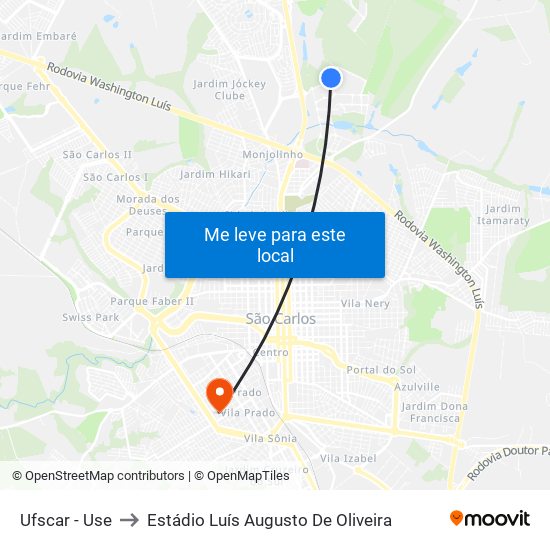 Ufscar - Use to Estádio Luís Augusto De Oliveira map