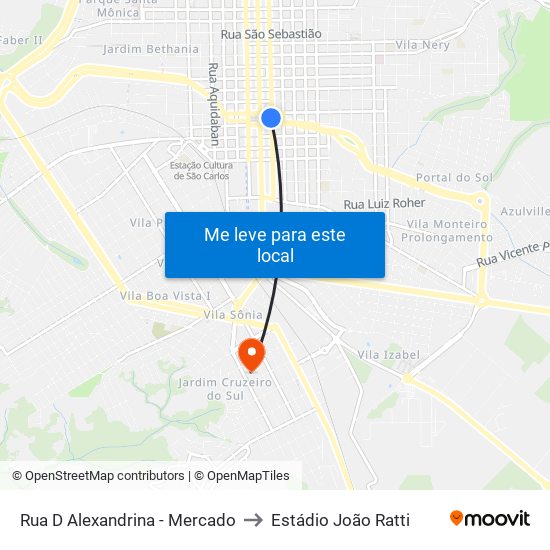 Rua D Alexandrina - Mercado to Estádio João Ratti map
