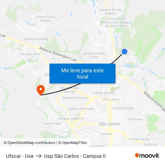 Ufscar - Use to Usp São Carlos - Campus II map