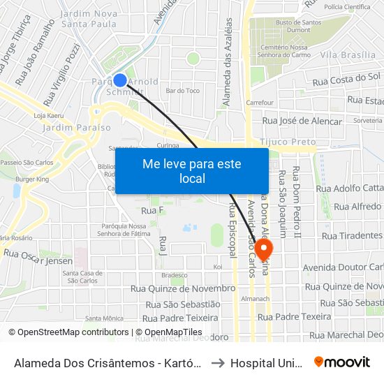 Alameda Dos Crisântemos - Kartódromo to Hospital Unimed map