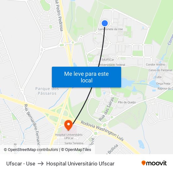 Ufscar - Use to Hospital Universitário Ufscar map