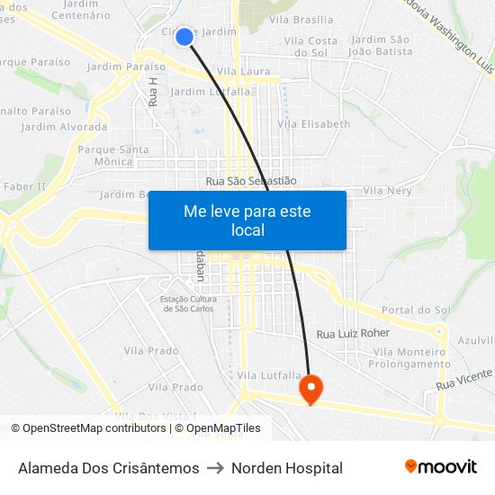 Alameda Dos Crisântemos to Norden Hospital map