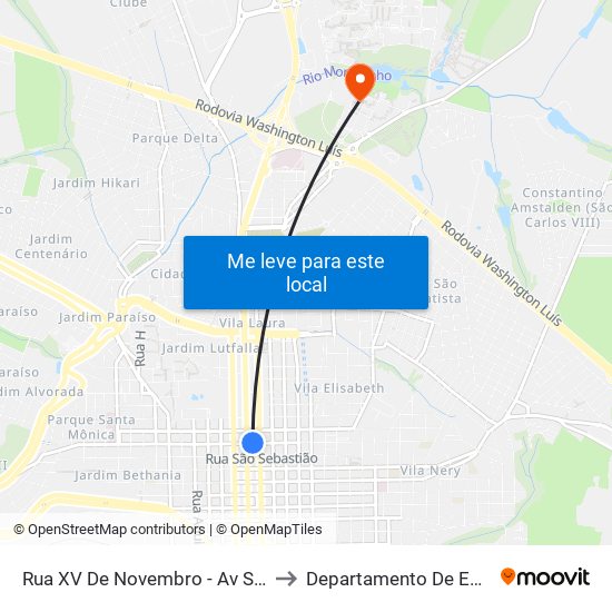 Rua XV De Novembro - Av São Carlos to Departamento De Educação map