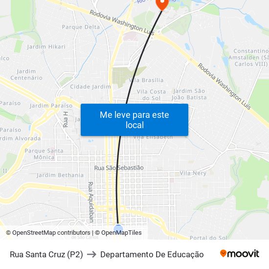 Rua Santa Cruz (P2) to Departamento De Educação map