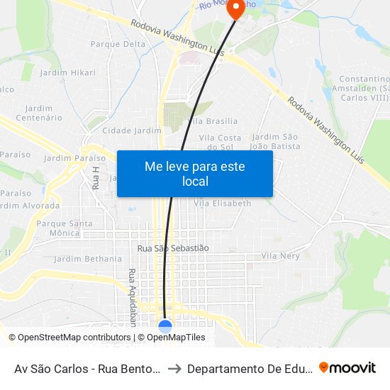Av São Carlos - Rua Bento Carlos to Departamento De Educação map