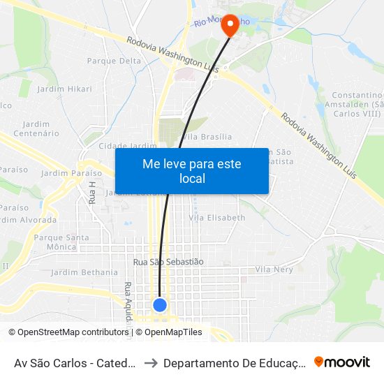 Av São Carlos - Catedral to Departamento De Educação map