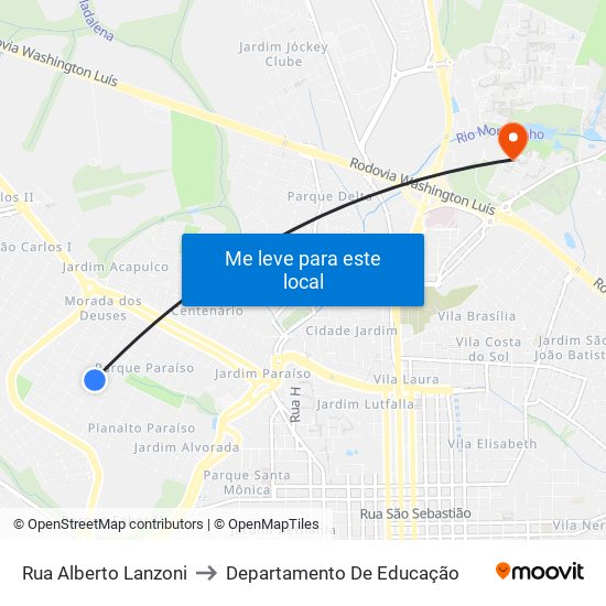 Rua Alberto Lanzoni to Departamento De Educação map