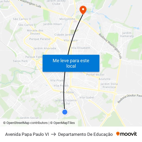 Avenida Papa Paulo VI to Departamento De Educação map