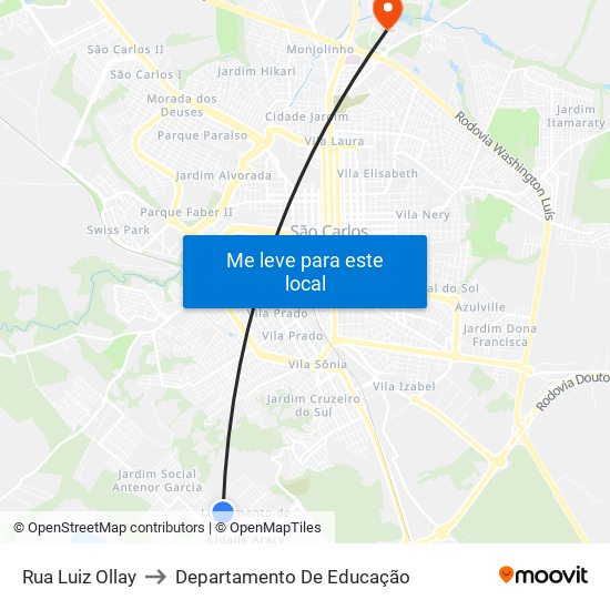 Rua Luiz Ollay to Departamento De Educação map