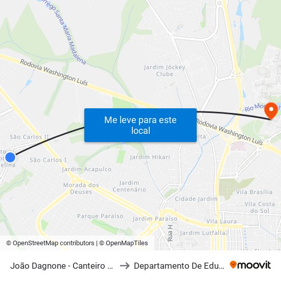 João Dagnone - Canteiro Central to Departamento De Educação map