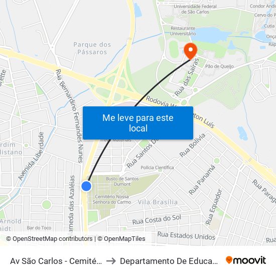 Av São Carlos - Cemitério to Departamento De Educação map