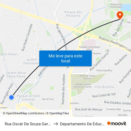 Rua Oscár De Souza Geribelo to Departamento De Educação map