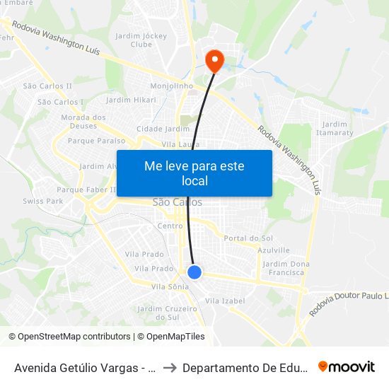 Avenida Getúlio Vargas - Ceme to Departamento De Educação map