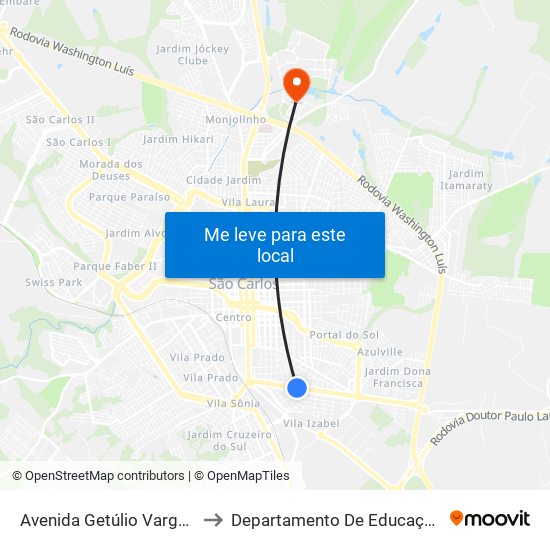 Avenida Getúlio Vargas to Departamento De Educação map