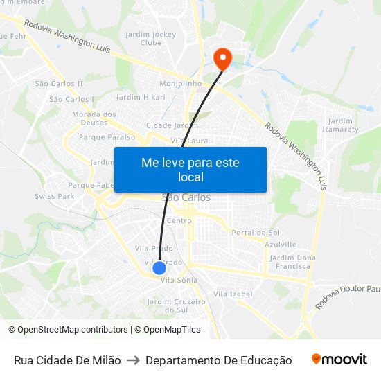 Rua Cidade De Milão to Departamento De Educação map