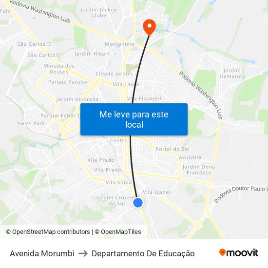 Avenida Morumbi to Departamento De Educação map