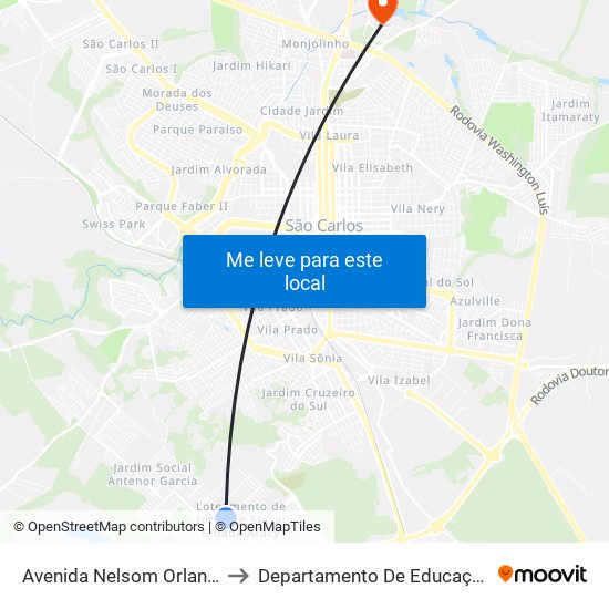 Avenida Nelsom Orlandi to Departamento De Educação map