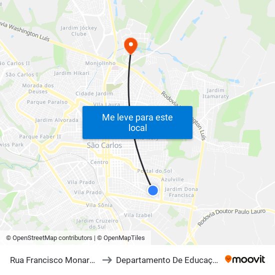 Rua Francisco Monareti to Departamento De Educação map