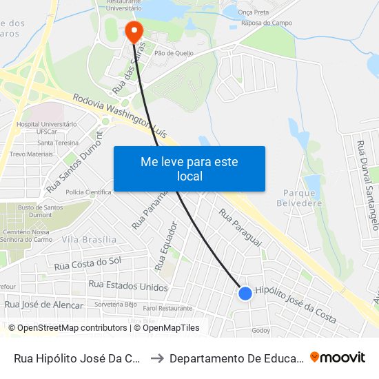 Rua Hipólito José Da Costa to Departamento De Educação map