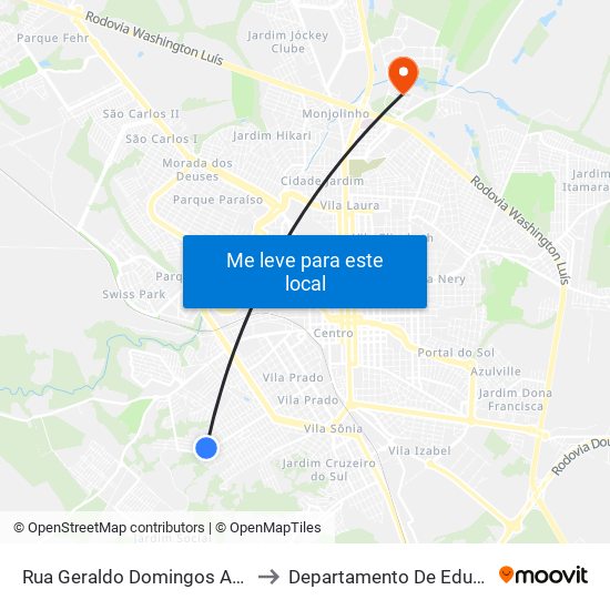 Rua Geraldo Domingos Adabbo to Departamento De Educação map