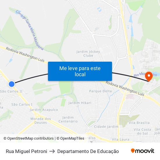 Rua Miguel Petroni to Departamento De Educação map