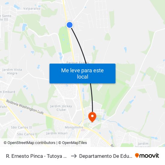 R. Ernesto Pinca - Tutoya Do Vale to Departamento De Educação map