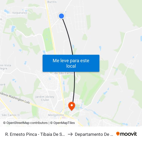 R. Ernesto Pinca - Tibaia De São Fernando 2 to Departamento De Educação map