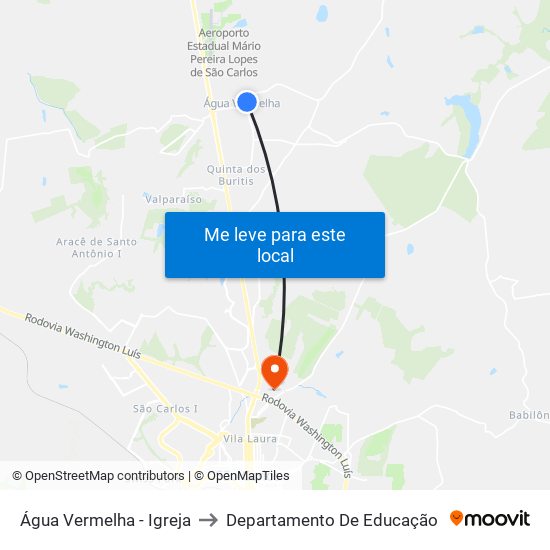 Água Vermelha - Igreja to Departamento De Educação map