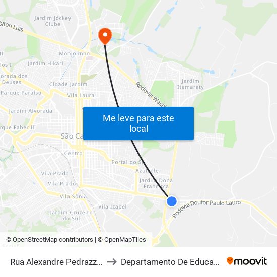 Rua Alexandre Pedrazzani to Departamento De Educação map