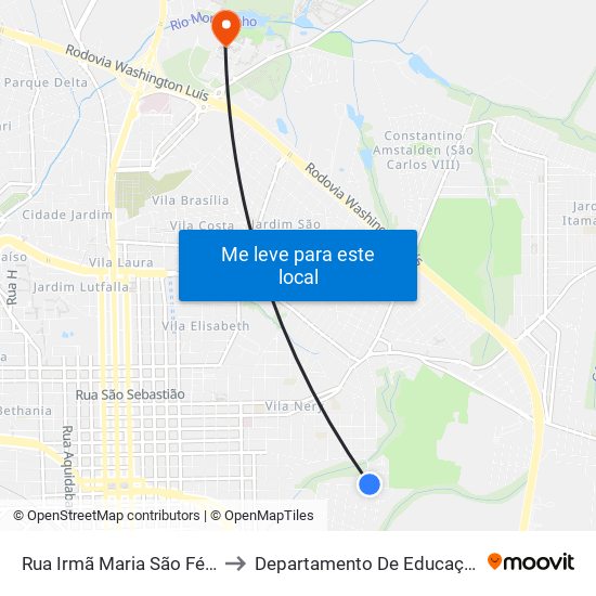 Rua Irmã Maria São Félix to Departamento De Educação map