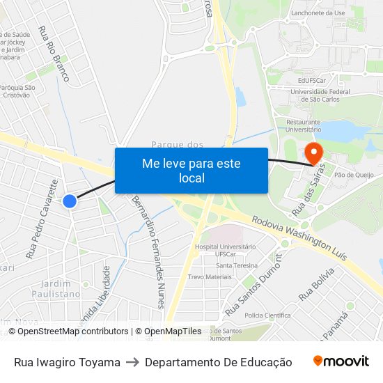Rua Iwagiro Toyama to Departamento De Educação map