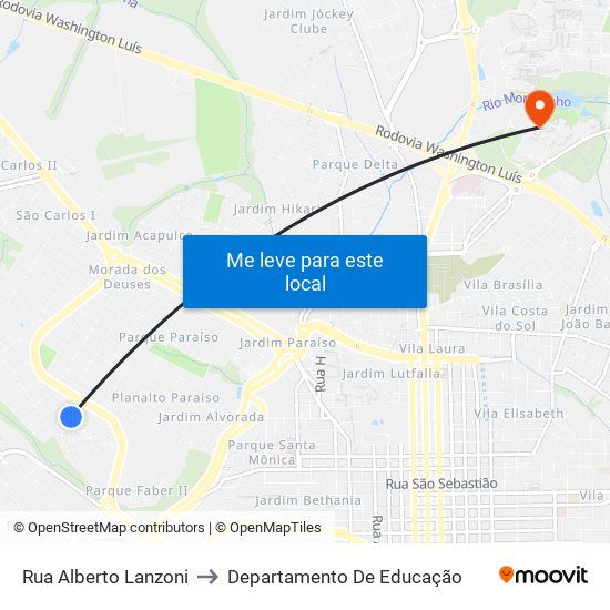 Rua Alberto Lanzoni to Departamento De Educação map