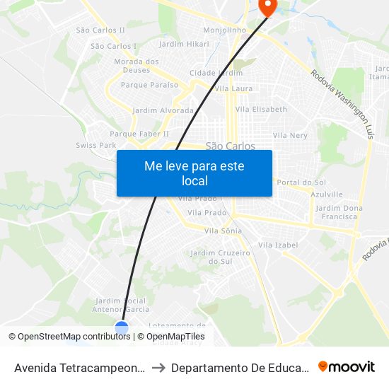 Avenida Tetracampeonato to Departamento De Educação map
