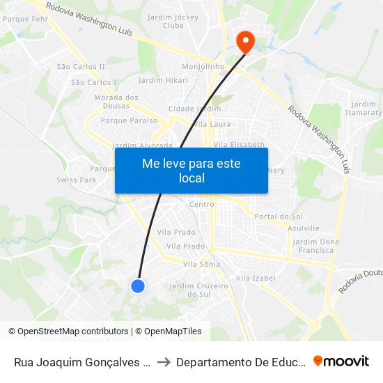 Rua Joaquim Gonçalves Lêdo to Departamento De Educação map