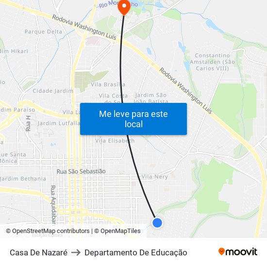 Casa De Nazaré to Departamento De Educação map