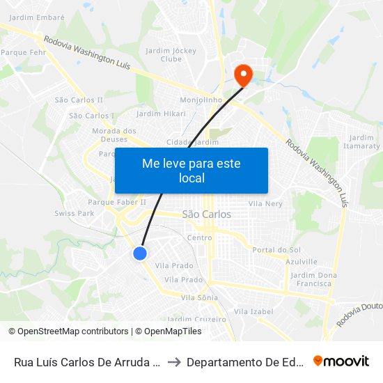 Rua Luís Carlos De Arruda Mendes to Departamento De Educação map