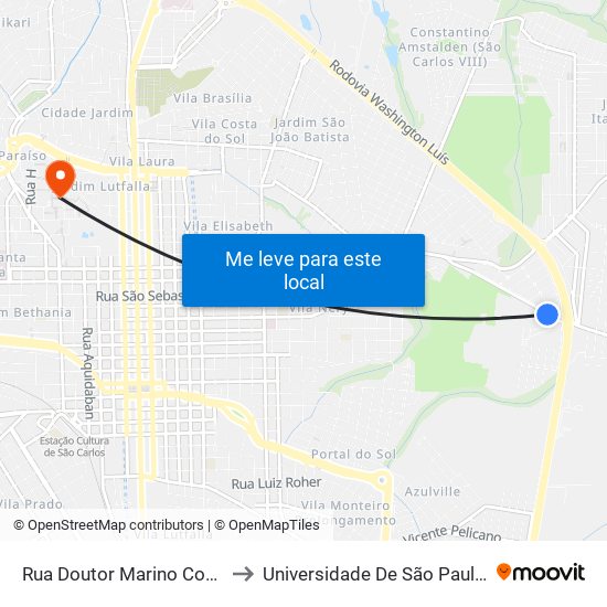 Rua Doutor Marino Costa Terra - Fadisc to Universidade De São Paulo - Campus / Área I map