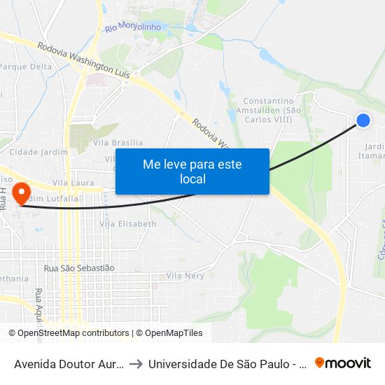 Avenida Doutor Aurelio Catani to Universidade De São Paulo - Campus / Área I map