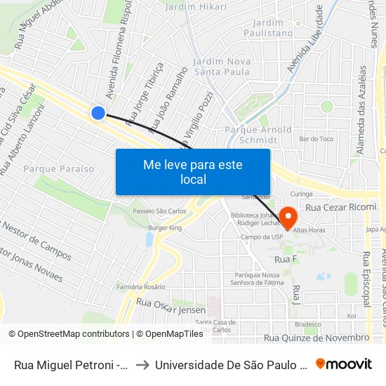 Rua Miguel Petroni - Santa Marta to Universidade De São Paulo - Campus / Área I map