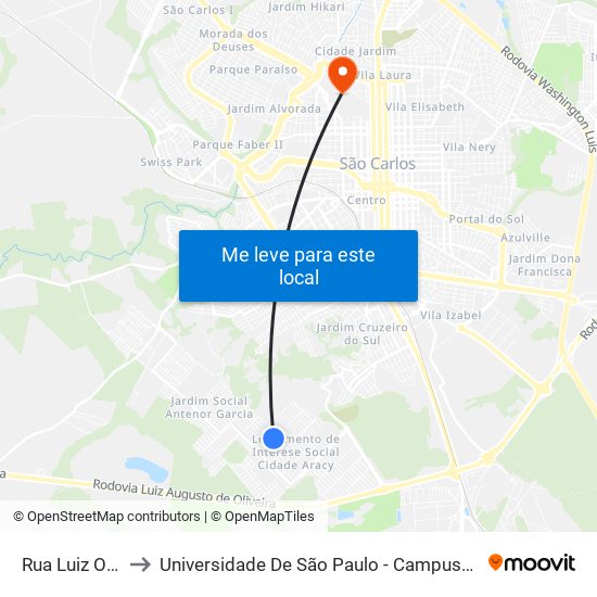 Rua Luiz Ollay to Universidade De São Paulo - Campus / Área I map