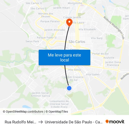 Rua Rudolfo Meisegeier to Universidade De São Paulo - Campus / Área I map