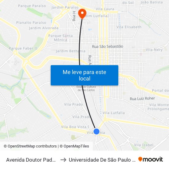 Avenida Doutor Padua Salles (P2) to Universidade De São Paulo - Campus / Área I map