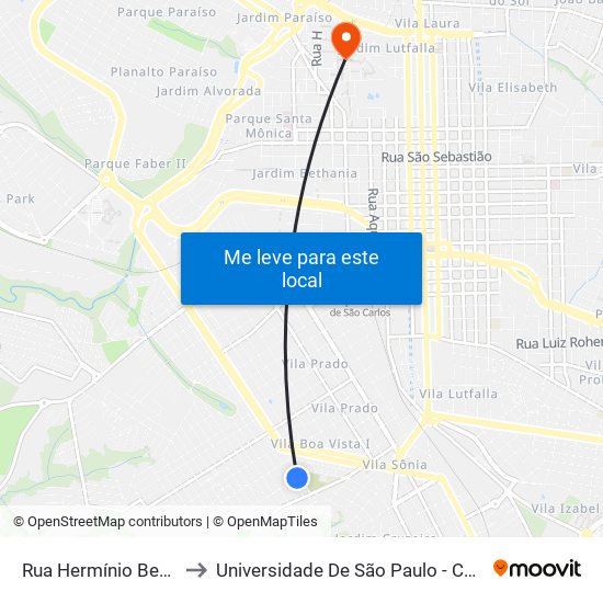 Rua Hermínio Bernasconi to Universidade De São Paulo - Campus / Área I map