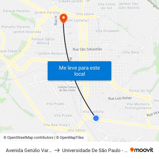 Avenida Getúlio Vargas - Ceme to Universidade De São Paulo - Campus / Área I map