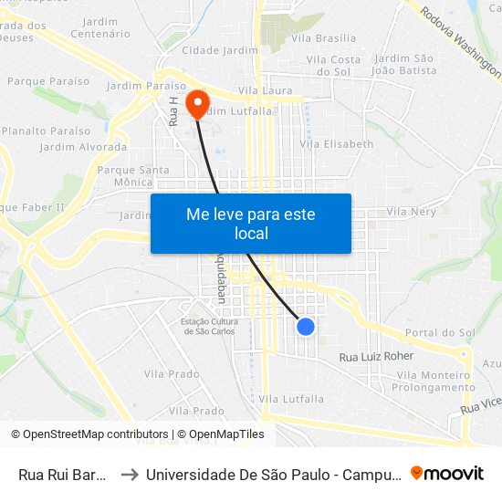 Rua Rui Barbosa to Universidade De São Paulo - Campus / Área I map