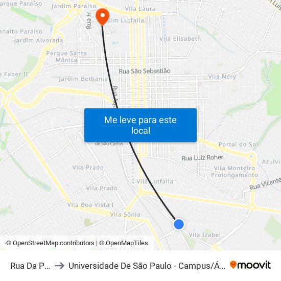 Rua Da Paz to Universidade De São Paulo - Campus / Área I map