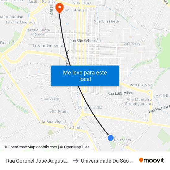 Rua Coronel José Augusto De Oliveira Salles - Sesi to Universidade De São Paulo - Campus / Área I map
