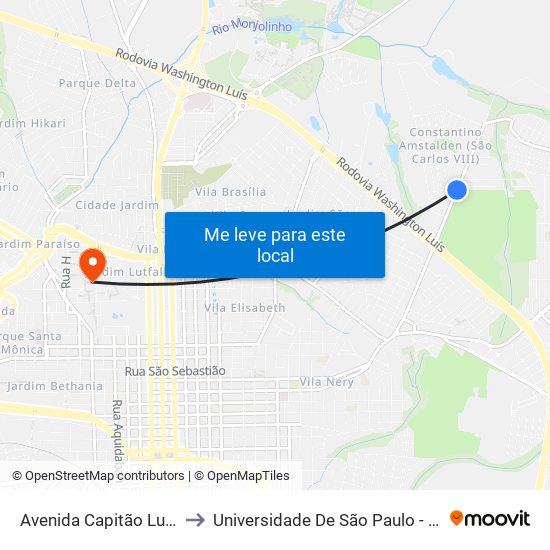 Avenida Capitão Luís Brandão to Universidade De São Paulo - Campus / Área I map
