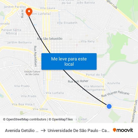 Avenida Getúlio Vargas to Universidade De São Paulo - Campus / Área I map
