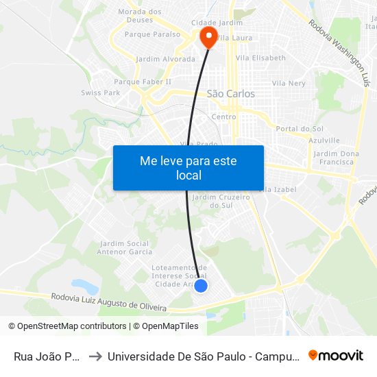 Rua João Paulo to Universidade De São Paulo - Campus / Área I map
